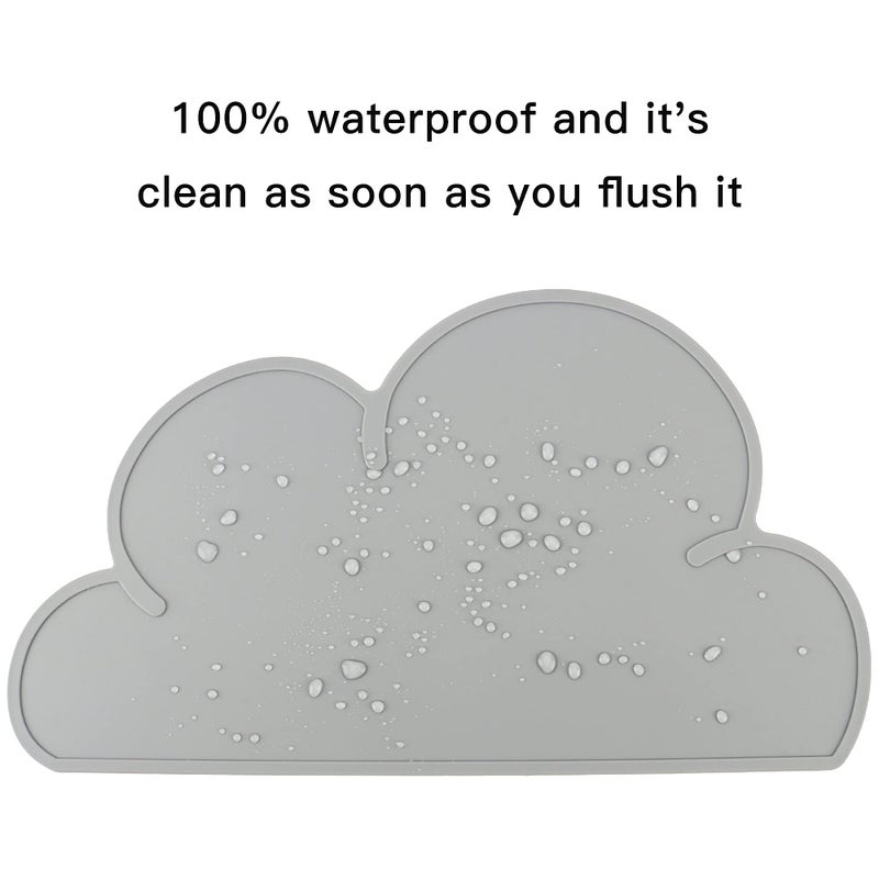 DesignSter Pet Food Matsâ€“Dog Cat Feeding Mat Top Grade Cloud Silicone Pad Anti-Slip Waterproof Anti-Slip Bowl Placemat (Gray) - Image 3